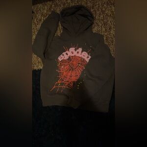 Brown spider hoodie like new puff print and authentic looking 1:1